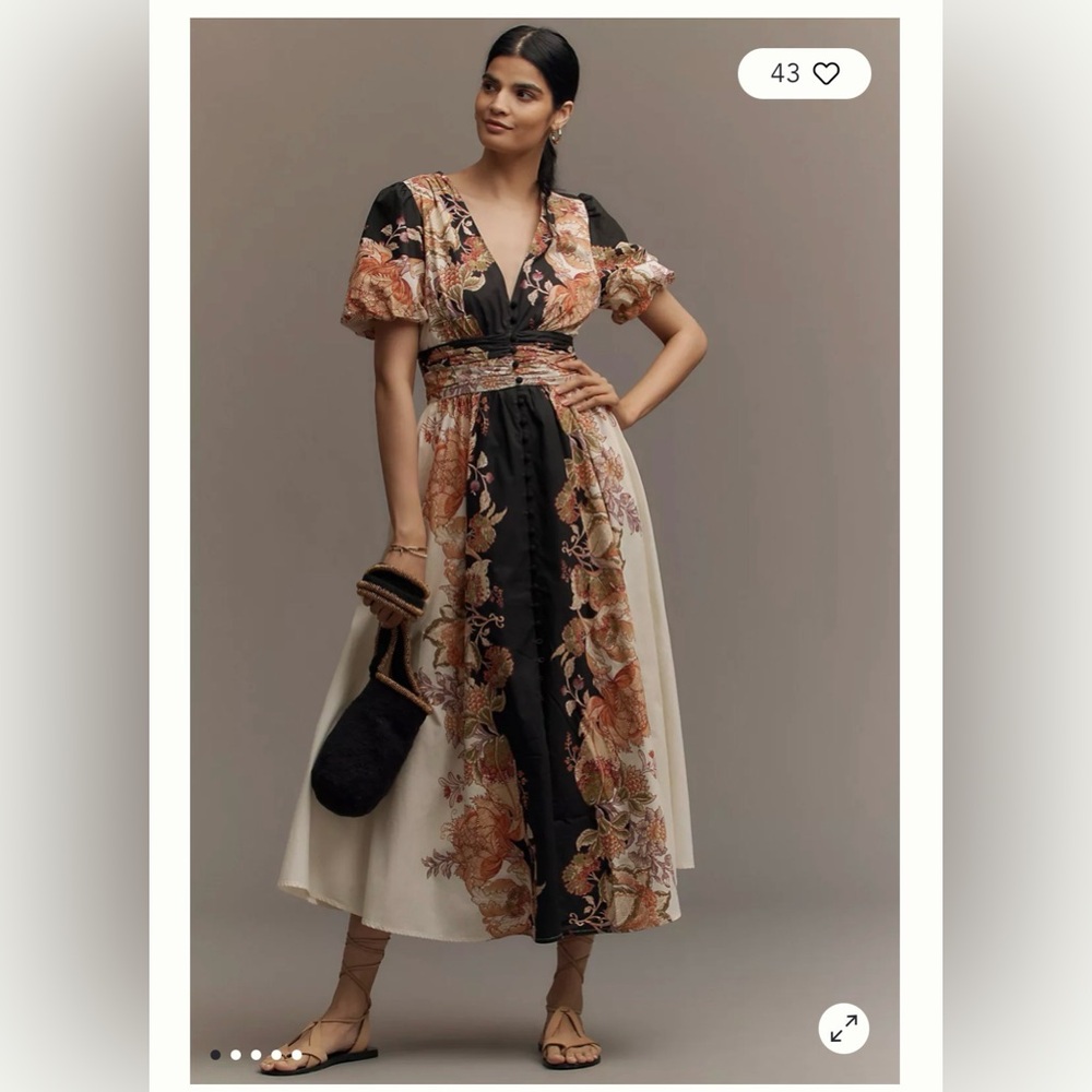 Anthropologie Floral Maxi Dress XS EUC